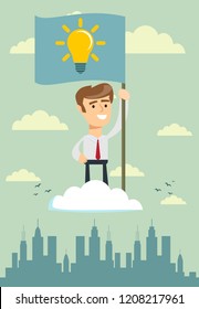 idea concept - man with an idea . Vector illustration flat design