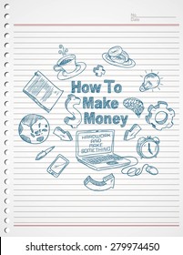 idea and concept is money doodle on paper