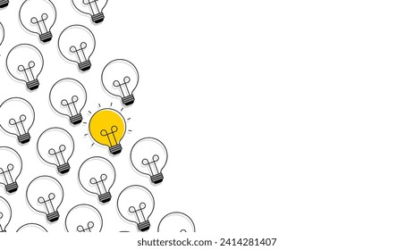 Concepto ideal con bombillas brillantes sobre fondo blanco. Fondo muy útil para tu diseño. Ilustración vectorial.