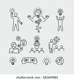 Idea concept person with bulbs vector icons