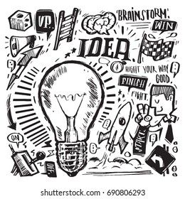 Idea Concept Present By Doodle Art Stock Vector (royalty Free 