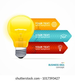 Idea Concept Realistic 3d Detailed Light Bulb Symbol of Creativity and Development Banner Card for Business. Vector illustration