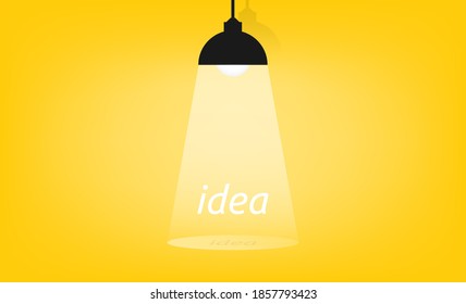 Idea concept with stage light symbol. Flat vector illustration.