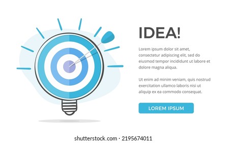Idea concept with target and arrow and handdrawn bulb around it, vector eps10 illustration
