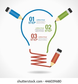 Idea concept. Template with a linear scetch of the bulb, pencils and text.File is saved in 10 EPS version.  
