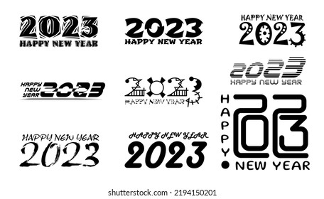 idea and concept think Creativity modern  2023 Happy New Year posters set. Design templates with  logo 2023 for celebration and season decoration. minimalistic trendy backgrounds