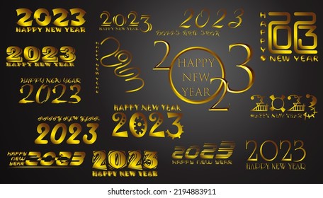 idea and concept think Creativity modern  2023 Happy New Year posters set. Design templates with  logo 2023 for celebration and season decoration. minimalistic trendy backgrounds