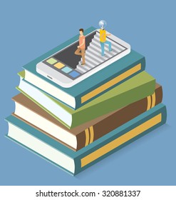 Idea concept. Vector flat isometric with lamp head man