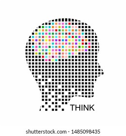 idea concept, vector illustration for your design,brain, head, person,head creating