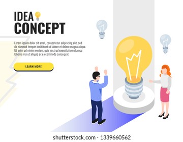 Idea concept concept. Web banner, infographics. Isometric vector illustration.