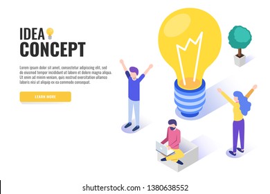 Idea concept concept. Web banner, infographics. Isometric vector illustration.