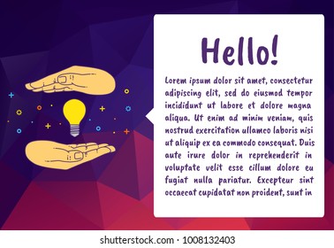 Idea concept for web header of footer. Light bulb idea with holding hands. 