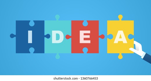 Idea concept,Hands with elements of puzzle. Teamwork and problem solution concept,vector illustration.
EPS 10.