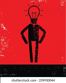 Idea concept,human resource design on red background,grunge vector