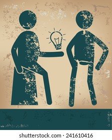 Idea concept,human resource design on old background,grunge vector