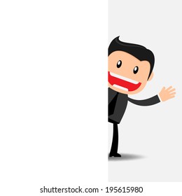 Idea concept.Vector Business man with empty white board 