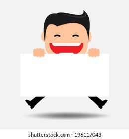 Idea concept.Vector Business man with empty white board 