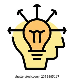 Idea confidence icon outline vector. Stress skills. Love resilience color flat