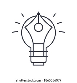 Idea copywriting icon, linear isolated illustration, thin line vector, web design sign, outline concept symbol with editable stroke on white background.