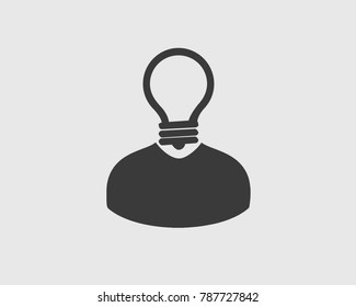 Idea creation Icon. Bulb Symbol on his head.