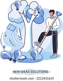 Idea and creative. Businessman planting money tree, search for new solutions, creative work and direction of development. New business idea of leadership. Investing in innovation, progress technology