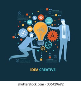 Idea creative concept design on dark background,clean vector