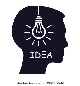 Idea, creative concept with man and bulb - stock vector