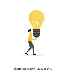 Idea and creative concept. Smart businessmen hold light bulbs for opportunities, search for new solutions, and direction of development. A new business idea of leadership.  