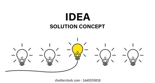 Idea creative concept. Vector isolated success illustration. Lamp idea business concept. Power energy. Brain light bulb icon vector. EPS 10