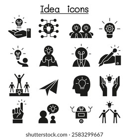 Idea and Creative icon set in glyph style