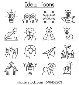 Idea & Creative icon set in thin line style