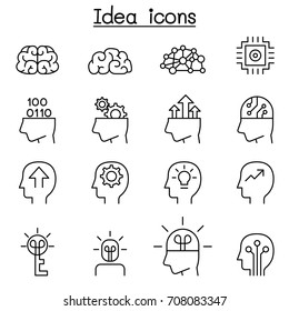 Idea & Creative icon set in thin line style