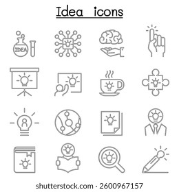 Idea, Creative, Innovation, Inspiration icon set in thin line style