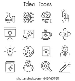 Idea, Creative, Innovation, Inspiration icon set in thin line style