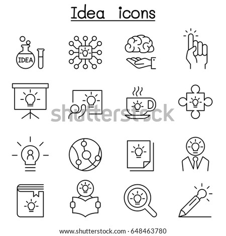 Idea, Creative, Innovation, Inspiration icon set in thin line style
