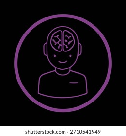 Concepto de idea y creatividad que muestra una silueta humana con un cerebro estilizado brillante o una bombilla dentro de la cabeza.
