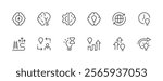 Idea and creativity icon collection. Innovation, solution, inspiration, thinking, brainstorming, problem solving, and more. Editable stroke. Pixel Perfect. Grid base 32px.
