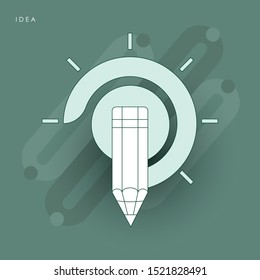 Idea, creativity, inspiration and insight concept. Concept of line icon with green theme