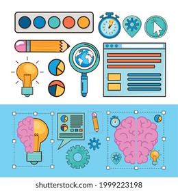 Colección de símbolos de ideas y creatividad