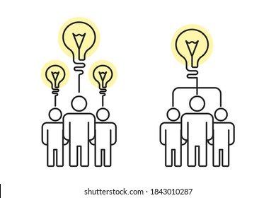 Idea, creativity, teamwork concept. Flat style illustration. 