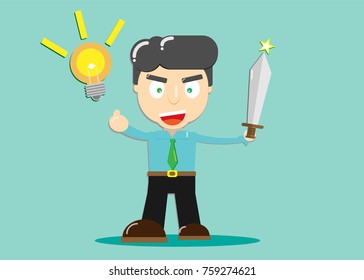 Idea and Creativity is your best weapon in work, fight with your Brain business concept
