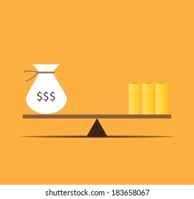 Idea design between money bag and coins