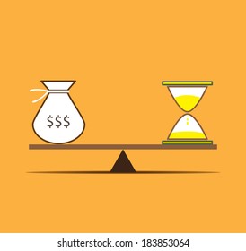 Idea design between money bag and time