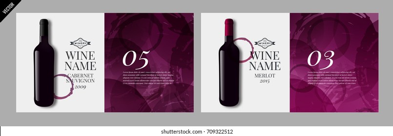 Idea design for catalog, magazine or presentation for wine bottles. Design elements separated by layers. Vector illustration