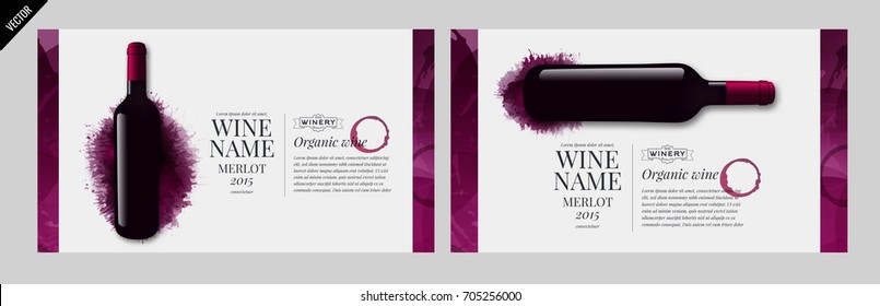 Idea design for catalog or magazine for wine bottles. Design elements separated by layers. Vector illustration
