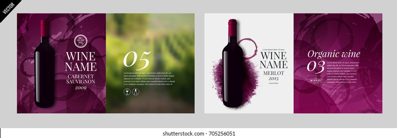Idea design for catalog or magazine for wine bottles. Design elements separated by layers. Vector illustration