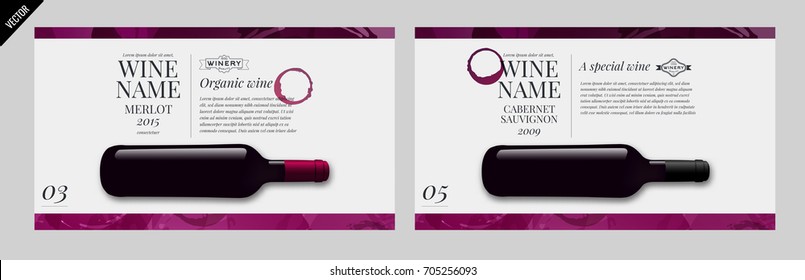 Idea design for catalog or magazine for wine bottles. Design elements separated by layers. Vector illustration