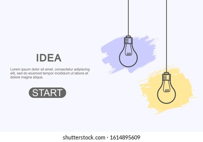 Idea Design Concept with Shining Light Bulbs.