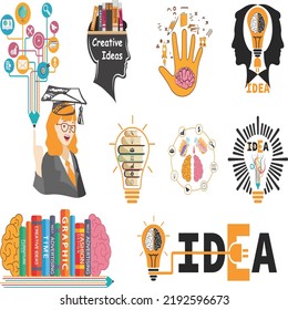 
idea design elements colored flat symbols