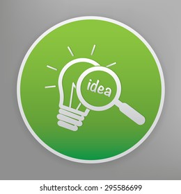 Idea design icon on green button, clean vector